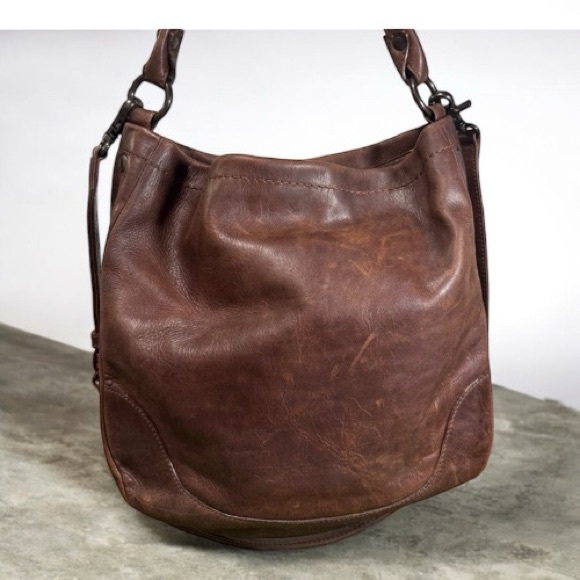 Frye Melissa Leather Hobo NWOT, Distressed Brown Slouchy Everyday Classic Style - Picture 2 of 6